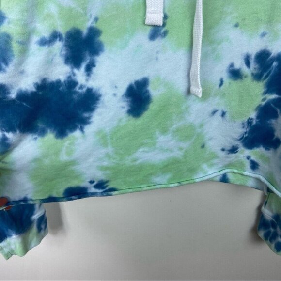 Calvin Klein Tie Dye Hoodie Size Large Blue Green Hooded Sweatshirt Cotton Crop - Picture 7 of 12